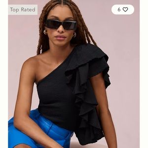Anthropologie one shoulder ruffle shirt